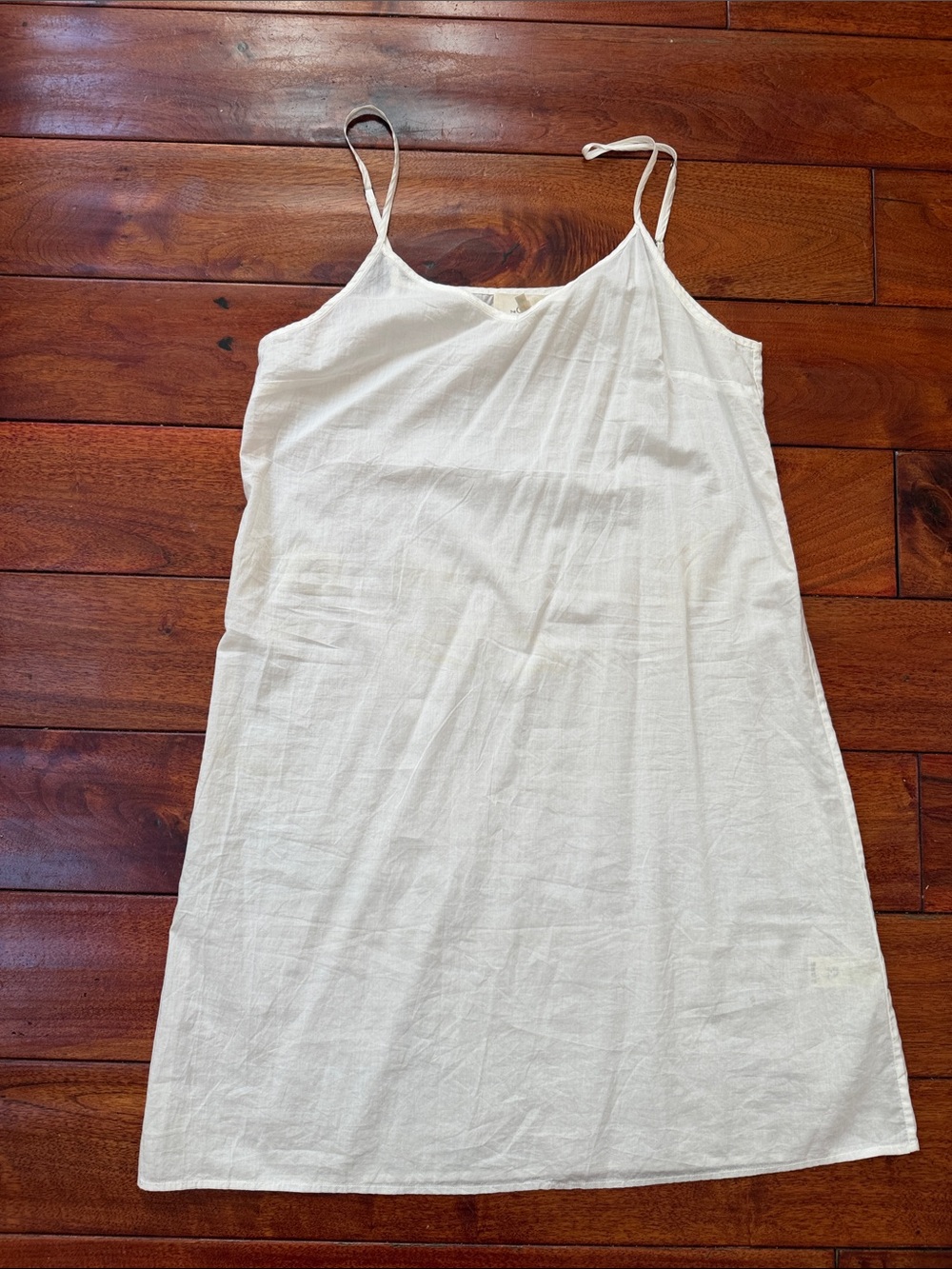 THE GREAT. White Cotton Spaghetti Strap Slip